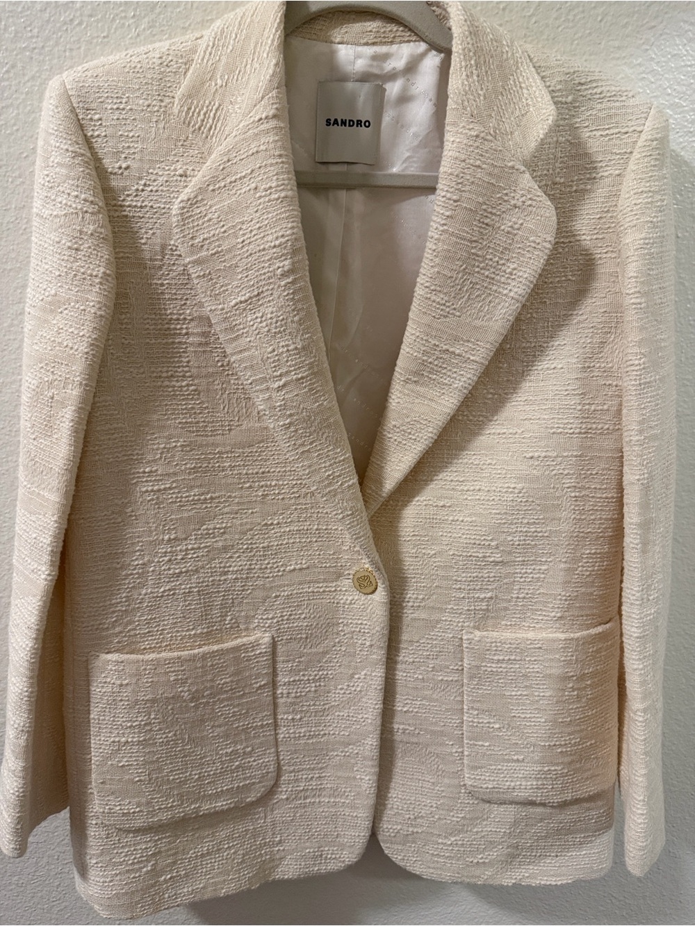 Sandro Cream Textured Blazer Like New